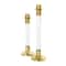 Gold Stainless Steel Candle Holder with Clear Glass Center Set